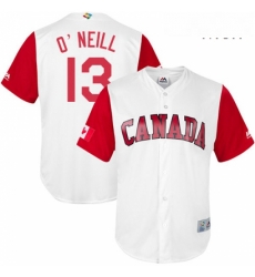 Mens Canada Baseball Majestic 13 Tyler ONeill White 2017 World Baseball Classic Replica Team Jersey Mens Canada Baseball Majestic 13 Tyler ONeill White 2017 World Baseball Classic Replica Team Jersey