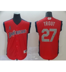 American League 27 Mike Trout Red 2019 MLB all star Game Workout Player Jersey American League 27 Mike Trout Red 2019 MLB all star Game Workout Player Jersey