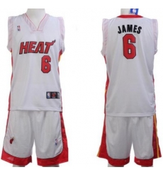 Miami Heat 6 Lebron James White Jerseys&Shorts Miami Heat 6 Lebron James White Jerseys&Shorts