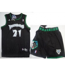 Minnesota Timberwolves 21 Kevin Garnett Black Jerseys Shorts NBA Suits Minnesota Timberwolves 21 Kevin Garnett Black Jerseys Shorts NBA Suits