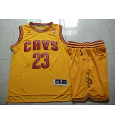 NBA Cleveland Cavaliers 23 LeBron James Yellow Jerseys Shorts Set Suit NBA Cleveland Cavaliers 23 LeBron James Yellow Jerseys Shorts Set Suit