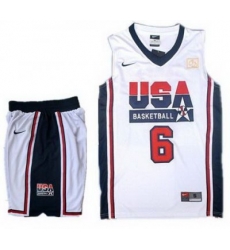 USA Basketball Retro 1992 Olympic Dream Team White Jersey & Shorts Suit #6 LeBron James USA Basketball Retro 1992 Olympic Dream Team White Jersey & Shorts Suit #6 LeBron James