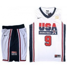 USA Basketball Retro 1992 Olympic Dream Team White Jersey & Shorts Suit #9 Jordan USA Basketball Retro 1992 Olympic Dream Team White Jersey & Shorts Suit #9 Jordan