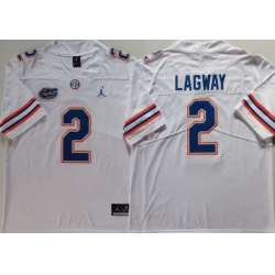 Men Florida Gators White #2 DJ LAGWAY White Stitched NCAA Jersey