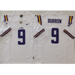 Men LSU Tigers #9 Joe Burrow White Stitched NCAA Jersey