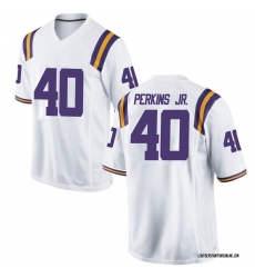 Men LSU Tigers Harold Perkins Jr. #40 White Stitched Jersey Men LSU Tigers Harold Perkins Jr. #40 White Stitched Jersey