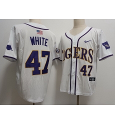 Mens LSU Tigers #47 Tommy White 2024 White Baseball Game Jersey Mens LSU Tigers #47 Tommy White 2024 White Baseball Game Jersey