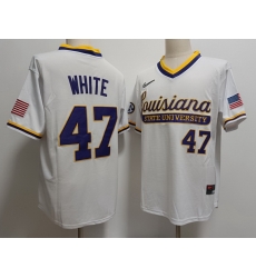 Mens LSU Tigers #47 Tommy White 2024 White Pullover Baseball Game Jersey Mens LSU Tigers #47 Tommy White 2024 White Pullover Baseball Game Jersey