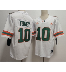 Men Miami Hurricanes 10 Malachi Toney White Stitched Football Jersey