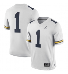 Men Michigan Wolverines #1 Jordan Brand Game Football Jersey - White Men Michigan Wolverines #1 Jordan Brand Game Football Jersey - White