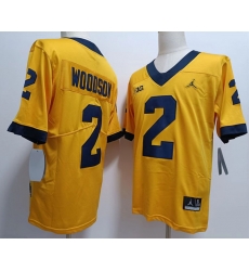 Men Michigan Wolverines #2 Charles Woodson Yellow Jordan Brand College Football Jersey Men Michigan Wolverines #2 Charles Woodson Yellow Jordan Brand College Football Jersey