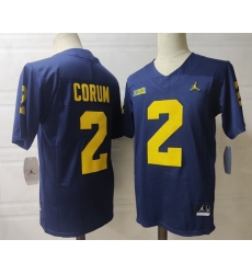 Men Michigan Wolverines Blake Corum #2 Navy High School Stitched Game Jersey Men Michigan Wolverines Blake Corum #2 Navy High School Stitched Game Jersey