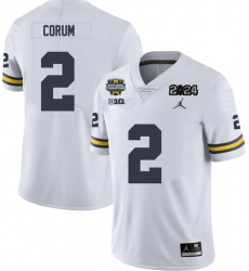 Men Michigan Wolverines Blake Corum #2 White High School F U S E Stitched 2024 National Champions Jersey Men Michigan Wolverines Blake Corum #2 White High School F U S E Stitched 2024 National Champions Jersey
