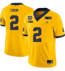 Men Michigan Wolverines Blake Corum #2 Yellow High School F U S E Stitched 2024 National Champions Jersey Men Michigan Wolverines Blake Corum #2 Yellow High School F U S E Stitched 2024 National Champions Jersey