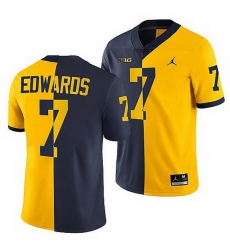 Michigan Wolverines 2021 22 Donovan Edwards Navy Maize Split Edition College Football Jersey Michigan Wolverines 2021 22 Donovan Edwards Navy Maize Split Edition College Football Jersey