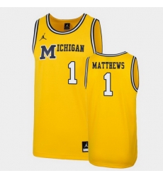 Michigan Wolverines Charles Matthews Maize Replica Men'S Jersey Michigan Wolverines Charles Matthews Maize Replica Men'S Jersey
