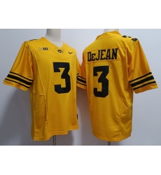 Men Iowa Hawkeyes Cooper DeJean #3 Yellow Stitched NCAA Jersey Men Iowa Hawkeyes Cooper DeJean #3 Yellow Stitched NCAA Jersey
