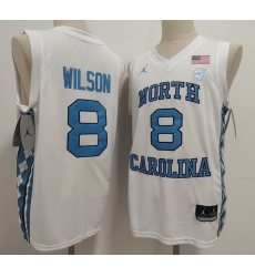 Men North Carolina #8 Caleb Wilson Basketball White Stitched Jersey