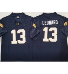 Men Notre Dame Fighting Irish #13 Riley Leonard Navy Stitched NCAA Jersey