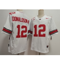 Men Ohio State Buckeyes #12 CJ Donaldson JR White Stitched NCAA Jersey