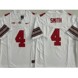 Men Ohio State Buckeyes White #4 Jeremiah Smith Stitched NCAA Jersey