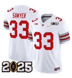 Men's Ohio State Buckeyes #33 Jack Sawyer White Gold 2025 CFP Final Patch F.U.S.E. Vapor Limited Stitched Football Jersey Men's Ohio State Buckeyes #33 Jack Sawyer White Gold 2025 CFP Final Patch F.U.S.E. Vapor Limited Stitched Football Jersey