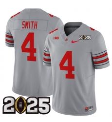 Men's Ohio State Buckeyes #4 Jeremiah Smith Grey 2025 CFP Final Patch F.U.S.E. Vapor Limited Stitched Football Jersey Men's Ohio State Buckeyes #4 Jeremiah Smith Grey 2025 CFP Final Patch F.U.S.E. Vapor Limited Stitched Football Jersey