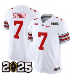 Men's Ohio State Buckeyes #7 C.J. Stroud White 2025 CFP Final Patch F.U.S.E. Vapor Limited Stitched Football Jersey Men's Ohio State Buckeyes #7 C.J. Stroud White 2025 CFP Final Patch F.U.S.E. Vapor Limited Stitched Football Jersey