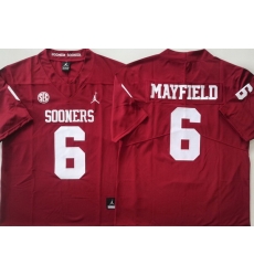Men Oklahoma Sooners #6 Mayfield Red Stitched NCAA Jersey
