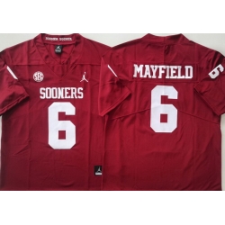 Men Oklahoma Sooners #6 Mayfield Red Stitched NCAA Jersey
