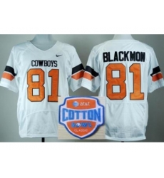 Oklahoma State Cowboys 81 Justin Blackmon White Pro Combat College Football NCAA Jerseys 2014 AT & T Cotton Bowl Game Patch Oklahoma State Cowboys 81 Justin Blackmon White Pro Combat College Football NCAA Jerseys 2014 AT & T Cotton Bowl Game Patch