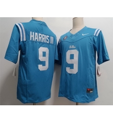 Men Ole Miss Rebels #9 Tre Harris III Light Blue Stitched NCAA Jersey Men Ole Miss Rebels #9 Tre Harris III Light Blue Stitched NCAA Jersey