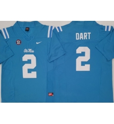Men Ole Miss Rebels College  #2 Jaxson Dart Blue Stitched NCAA Jersey