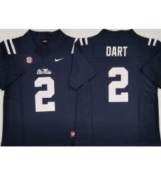 Men Ole Miss Rebels College  #2 Jaxson Dart Navy Stitched NCAA Jersey
