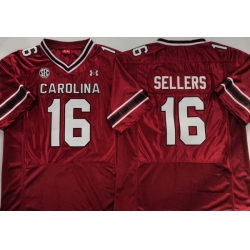 Men South Carolina Gamecock White #16 LaNorris SELLERS Red Stitched NCAA Jersey