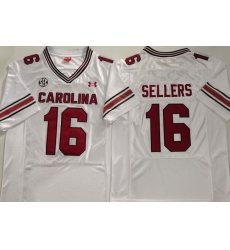 Men South Carolina Gamecock White #16 LaNorris SELLERS White Stitched NCAA Jersey Men South Carolina Gamecock White #16 LaNorris SELLERS White Stitched NCAA Jersey