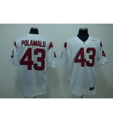 Trojans #43 Troy Polamalu White Embroidered NCAA Jersey Trojans #43 Troy Polamalu White Embroidered NCAA Jersey