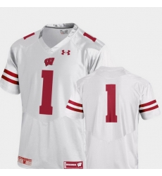 Men Wisconsin Badgers 1 White College Football Premier Jersey Men Wisconsin Badgers 1 White College Football Premier Jersey