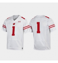 Men Wisconsin Badgers 1 White Replica College Football Jersey Men Wisconsin Badgers 1 White Replica College Football Jersey