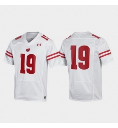 Men Wisconsin Badgers 19 White Replica Jersey Men Wisconsin Badgers 19 White Replica Jersey
