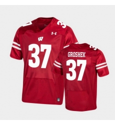 Men Wisconsin Badgers Garrett Groshek Premier Red Football Jersey Men Wisconsin Badgers Garrett Groshek Premier Red Football Jersey