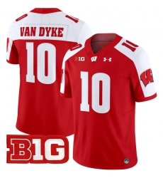 Men Youth Wisconsin Badgers 10 Tyler Van Dyke Red Alternate 2024 Vapor Limited Jersey All Stitched