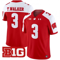 Men Youth Wisconsin Badgers 3 Tawee Walker Red Alternate 2024 Vapor Limited Jersey All Stitched
