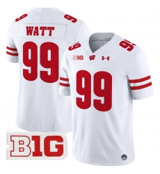 Men Youth Wisconsin Badgers 99 J J Watt White 2024 Vapor Limited Jersey All Stitched