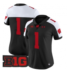 Women Wisconsin Badgers 1 Team Black Alternate 2024 Vapor Limited Jersey All Stitched Women Wisconsin Badgers 1 Team Black Alternate 2024 Vapor Limited Jersey All Stitched