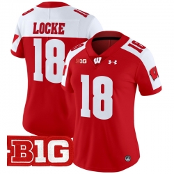 Women Wisconsin Badgers 18 Braedyn Locke Red Alternate 2024 Vapor Limited Jersey All Stitched