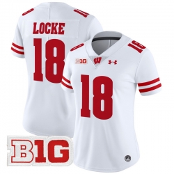 Women Wisconsin Badgers 18 Braedyn Locke White 2024 Vapor Limited Jersey All Stitched