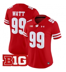 Women Wisconsin Badgers 99 J J Watt Red 2024 Vapor Limited Jersey All Stitched