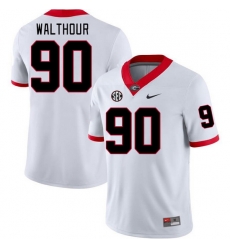 Men #90 Tramel Walthour Georgia Bulldogs College Football Jerseys Stitched-White Men #90 Tramel Walthour Georgia Bulldogs College Football Jerseys Stitched-White
