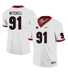 Men #91 Tymon Mitchell Georgia Bulldogs College Football Jerseys Sale-White Men #91 Tymon Mitchell Georgia Bulldogs College Football Jerseys Sale-White